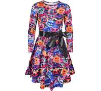 Infantil Skater Manga Larga Calabaza Estampado Multicolor Halloween Vestido 5-13