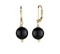 InfantilElli Pendientes para mujer, -Pendientes Pendientes plata de 925,5 de plata de piedra de ónice, negro - 0302831815