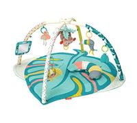 Infantino alfombra de juegos para bebé 4 en 1 Deluxe Twist & Fold Activity, diseño tropical, con actividades para bebé, juguetes musicales, espejo y almohada de refuerzo