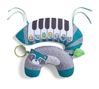 Infantino Cojín y Piano 3 en 1 - para la estimulación del bebé, 3 Modos de Juegos, 2 Juguetes, Ejercicios para Cuello y Cabeza, con una temática de Mapache y cómodo para el bebé