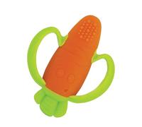 Infantino - Mordedor Bebe de Silicona con Forma de Zanahoria - Juguete Sensorial - Exploración Sensorial/Alivio Dental - Asas Fáciles de Agarrar - Juguete de Estimulación Sin BPA - 0 Meses+