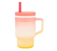 Infantino My 1st Tumbler, 255 ml Taza de Silicona con Boquilla, Pajita y Asa, Taza para Bebé Resistente a Derrames para Llevar a Todas Partes, Botella de Transición Libre de BPA, Sunset Kiss