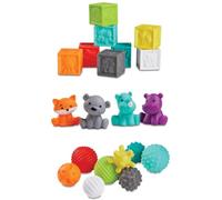 Estuche con 8 bolas, 4 animales y 8 cubos sensoriales Bluebox blanco claro liso UNICA