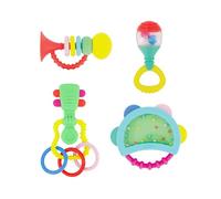 Infantino Set para tocar música y para el primer diente del bebé - Set regalo, mordedores y sonajeros con temática de instrumentos para la estimulación sensorial y el desarrollo motor, sin BPA