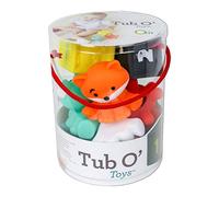 Infantino Tub O' Toys - 9 Pieces Toy Set with Colorful Blocks, Animal Pals & Multi Textured Balls - Sensory Development, Ages 0-3 years