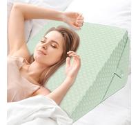 INFANZIA Cojín reclinado para cama, cojín de esquina, almohada de triángulo plegable en memoria de forma para apnea del sueño, reflujo ácido, elevación de las piernas, leer, verde