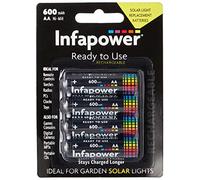 Infapower - Pack de 4 pilas recargables AA (600 mAh, para lámparas solares)