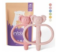 Infatot Bijtspeeltjes voor Baby's van 0-6 Maanden 2-Pack - Koda Koala Bitey - Siliconen Kauwspeeltje, Veilige BPA-vrije Bijtring, Sensorisch Speelgoed - Pruim en Roze