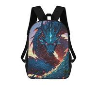 Infernal Azure The Flame-Scaled Dragon Mochilas Impresas En 3D 17inch Mochila Escolar Infantil Para Exteriores, Mochila Informal De Día, Bolsas De Viaje Informales Para Estudiantes De Secundaria