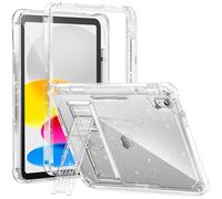 INFILAND Funda compatible con iPad de 10ª generación de 10.9 pulgadas, protección de doble capa transparente con soporte para lápices y soporte, transparente