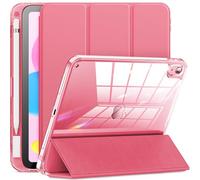 INFILAND Funda para iPad (A16) 11ª Generación 2025 11 Pulgadas/iPad 10ª Generación 2022 10,9 Pulgadas - Trasera Transparente Carcasa Ligera con Suspensión/Activación Automática, Rojo sandía
