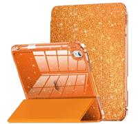 INFILAND Funda para iPad A16 de 11ª generación de 11 Pulgadas 2025,Funda para iPad de 10.9 Pulgadas con Purpurina y Soporte para lápiz (Anaranjado Fiero)