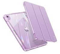 INFILAND Funda para iPad Air 5/4 10.9 Pulgadas (2022/2020) - Cristalina Antichoque y Soporte para Stylus [Soporta Carga Inalámbrica] y Auto Sleep/Reloj Despertador, Lavanda Inglés