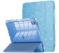 INFILAND Funda para iPad Air de 11 pulgadas M2 2024/M3 2025, iPad Air de 7ª/6ª 5ª/4ª generación 2022/2020 de 10.9 pulgadas, funda con purpurina con parte trasera transparente, soporte para lápices
