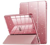 INFILAND Funda para iPad de 6ª/5ª generación de 9.7 pulgadas 2018/2017, iPad Air 2, bonita funda protectora transparente con purpurina para niños, niñas, mujeres, con soporte para lápices (oro rosa)