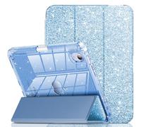 INFILAND Funda para iPad Mini 7ª (A17 Pro) / 6ª generación 2024/2021, iPad Mini 6/7 de 8.3 pulgadas, bonita funda protectora con purpurina con parte trasera transparente brillante, soporte para