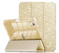 INFILAND Funda para iPad mini 7 (A17 Pro), iPad mini 7ª/6ª generación 2024/2021 de 8.3 pulgadas, bonita funda protectora con purpurina con parte trasera transparente brillante, soporte para lápices