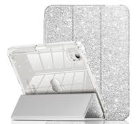 INFILAND Funda para iPad mini 7 (A17 Pro), iPad mini 7ª/6ª generación 2024/2021 de 8.3 pulgadas, bonita funda protectora con purpurina con parte trasera transparente brillante, soporte para lápices