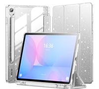 INFILAND Funda para Samsung Galaxy Tab S10 Lite/S10 FE/ S9 FE 5G de 10.9 Pulgadas/Tab S9 de 11 Pulgadas,Bonita con Purpurina con Parte Trasera Transparente Brillante (Plata)