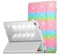 INFILAND Funda para Samsung Galaxy Tablet A9+/A9 Plus de 11 Pulgadas Modelo 2023 (SM-X210/X216/X218) De Piel con Purpurina con Parte Trasera Transparente Brillante (Arco Iris)