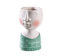 INFILM Maceta de escultura de retrato de arte vintage, para interiores y exteriores, cabeza de resina, maceta artística, diseño creativo de cara, florero seco, decoración de jardín