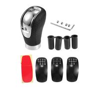 INFINAUTO Pomo De Cambio De Coche Universal De 9.4cm Para Vehículos De Transmisión Manual De 5 Y 6 Velocidades Con 4 Adaptadores De Cuero Sintético Negro Con Costuras Negras 1 Set