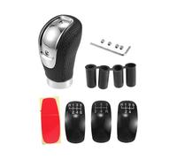 INFINAUTO Pomo De Cambio De Coche Universal De 9.6cm Para Vehículos De Transmisión Manual De 5 Y 6 Velocidades Con 4 Adaptadores De Cuero Sintético Perforado Negro 1 Set