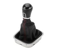 INFINAUTO Pomo De Palanca De Cambios Manual De 5 Velocidades Con Cubierta Pomo De Palanca De Caja De Cambios No.6R0711113T Para Vw Polo 2014-2017 Plástico Cuero Sintético Negro Rojo 1 Pc