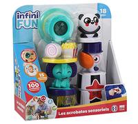 Infini Fun, Acróbatas sensoriales, Juguete Primera Edad, Juguete de Despertar sensorial, Juguete de apilamiento y clasificador de Forma, caleidoscopio, Multicolor 25 cm