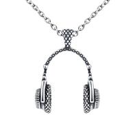 INFINIONLY Collar Colgante Auricularesde Acero Inoxidable para Hombre Hip Hop Colgantes Auriculares de Música Vintage Joyería Tendencia para Adolescentes