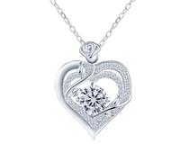 INFINIONLY Collar corazón de diamante mujer, Collares colgantes solitario en forma de rosa de plata 925, Un quilate Moissanita redondo de color D claridad VVS1 certificado GRA, Joyas elegantes