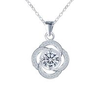 INFINIONLY Collar flore de diamante para mujer, Collares colgantes flores de rosa de plata 925 con un quilate Moissanita de Color D Claridad VVS1 Certificado GRA, Joyas elegantes para bodas