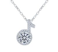 INFINIONLY Collar musical de diamante para mujer, Collares colgantes notas musicales de plata 925 con un quilate Moissanita de Color D Claridad VVS1 Certificado GRA, Joyas elegantes para bodas