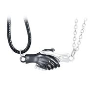 INFINIONLY Collares Apretón de Manos Creativo de Acero Inoxidable Aleación para Hombre y Mujer Moda Colgantes Magnético para Pareja con Cadena