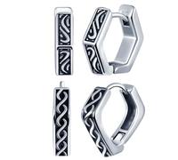 INFINIONLY Hombre Pendientes de Acero Inoxidable Criollo Creativos para Mujer y Adolescentes Aros Clásica Con Infinito Símbolo Patrón Pendientes Piercing Moda Set de 2 Pares