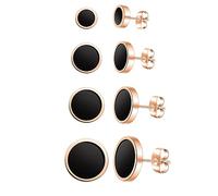 INFINIONLY Hombre Pendientes de Acero Inoxidable Pendientes Aretes Redondos Sencillos para Hombre y Mujer 4 Pares de Pendientes de Diferentes Tamaños Bisutería Creativa, Oro