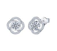 INFINIONLY Pendientes flores de diamante para mujer, Pendientes de botón de rosa de plata 925 con un quilate Moissanita de Color D Claridad VVS1 Certificado GRA, Joyas elegantes para bodas
