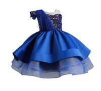 Infinita historia y vestido de cumpleaños para niños, falda tutú de pasarela para niñas, lentejuelas, piano, rendimiento, disfraz, vestido de noche, cinturón cadenas, azul, 18-24 meses