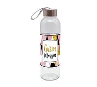 infinite by GEDA LABELS (INFKH) Botella unisex juvenil con texto "Guten Morgen", 500 ml, de cristal, multicolor