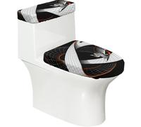 Infinite Loop - Juego de tapa de inodoro elástica y cubierta para tanque de gato, decoración de baño elástica suave para decoración de baño ovalada en forma de U