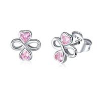 Infinite Love Pink Heart Small Stud Earrings for Women Jewelry
