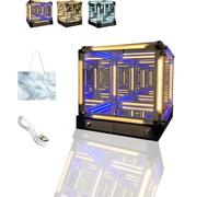 Infinite Space Abyss Lamp, Creative 4d Infinite Abyss Mirror Night Light with Touch Dimming, Rechargeable Fancy Leds Cube Touch Battery Night Light for Gaming Setup Futuristic Room Décorc (A)
