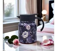 Infinite Tea Pot, Vintage Floral Pattern Tea- Built-in Infuser, Stainless Steel Thermal Carafe for Home Office (WA)