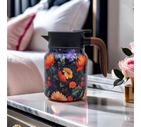Infinite Tea Pot, Vintage Floral Pattern Tea- Built-in Infuser, Stainless Steel Thermal Carafe for Home Office (SA)