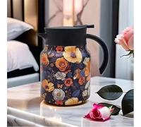 Infinite Tea Pot, Vintage Floral Pattern Tea- Built-in Infuser, Stainless Steel Thermal Carafe for Home Office (NA)