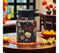 Infinite Tea Pot, Vintage Floral Pattern Tea- Built-in Infuser, Stainless Steel Thermal Carafe for Home Office (EA)