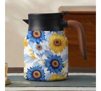 Infinite Tea Pot, Vintage Floral Pattern Tea- Built-in Infuser, Stainless Steel Thermal Carafe for Home Office (HA)