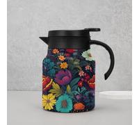 Infinite Tea Pot, Vintage Floral Pattern Tea- Built-in Infuser, Stainless Steel Thermal Carafe for Home Office (CA)