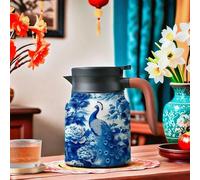 Infinite Tea Pot, Vintage Floral Pattern Tea- Built-in Infuser, Stainless Steel Thermal Carafe for Home Office (RA)