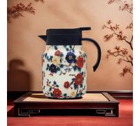 Infinite Tea Pot, Vintage Floral Pattern Tea- Built-in Infuser, Stainless Steel Thermal Carafe for Home Office (MA)
